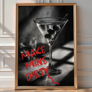 Dirty Martini Wall Art – Moody Cocktail Poster for Bar or Kitchen Decor - Just Great Posters