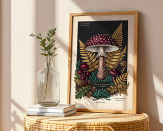 Dark Forest Fungi Poster – Jewel Tone Botanical Wall Art Print — frame-486