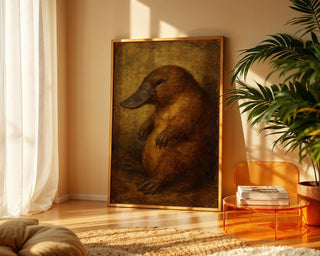 Oil Painting Platypus Portrait – Funny Animal Art Print with Vintage Oil Painting Vibe - Just Great Posters
