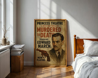 Murdered to Death Poster – West End Mystery Playbill Print, Retro Detective Drama Wall Art - Just Great Posters