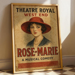 Rose - Marie Vintage Musical Poster – Romantic West End Theatre Print with Classic Soprano Style - Just Great Posters