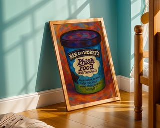 Phish Food for Thought Poster – Funny Ice Cream Parody Wall Art, Mental Health Print, Physical Poster Shipped, Ben & Worry’s Series - Just Great Posters