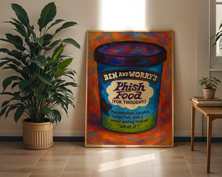Phish Food for Thought Poster – Funny Ice Cream Parody Wall Art, Mental Health Print, Physical Poster Shipped, Ben & Worry’s Series - Just Great Posters