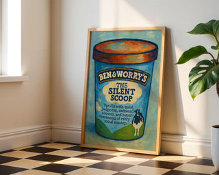 The Silent Scoop Poster – Funny Social Anxiety Wall Art, Ice Cream Parody Mental Health Print, Physical Poster Shipped to You - Just Great Posters