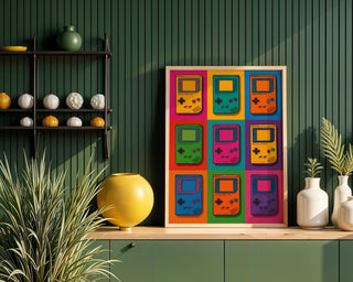 Retro Gaming Pop Art Poster | Bright Game Console Wall Print | 90s Nostalgia Gift | Bold Gamer Room Decor | Free Shipping - Just Great Posters