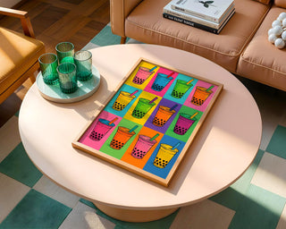 Bubble Tea Pop Art Poster | Colourful Boba Drink Wall Print | Cute Cafe Decor | Kawaii Boba Art for Boba Lovers | Free Shipping - Just Great Posters