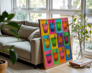 Bubble Tea Pop Art Poster | Colourful Boba Drink Wall Print | Cute Cafe Decor | Kawaii Boba Art for Boba Lovers | Free Shipping - Just Great Posters