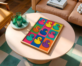 Pop Art Rubber Duck Poster | Bright Retro Bath Toy Wall Art | Colorful Kids Bathroom Decor | Quirky Pop Print | Free Shipping - Just Great Posters