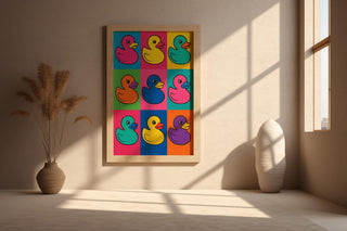 Pop Art Rubber Duck Poster | Bright Retro Bath Toy Wall Art | Colorful Kids Bathroom Decor | Quirky Pop Print | Free Shipping - Just Great Posters
