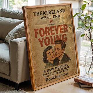 Forever Young Musical Poster | Vintage West End Romance Print | Retro Love Story Theatre Wall Art | Free Shipping - Just Great Posters