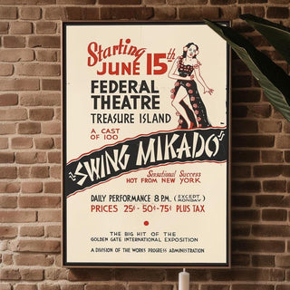 Swing Mikado Vintage Theatre Poster Print – Art Deco Burlesque Jazz Show Wall Art, Federal Theatre WPA Style, 1930s Repro - Just Great Posters