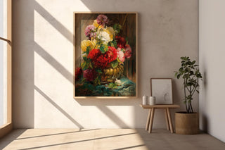Impressionist Floral Still Life Print – Bold Vintage Peony Bouquet Wall Art, Painterly Flower Vase Poster, Romantic Fine Art Decor - Just Great Posters