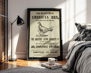 Vintage Sideshow Poster Print – The Wonderful American Hen – Three Wings Four Legs Chicken – Odd Animal Freak Show Reprint - Just Great Posters