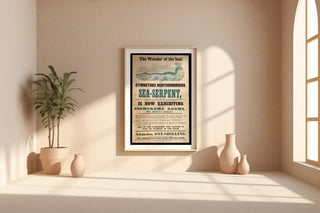 Nautical Freak Show Poster Print – Sea Serpent Exhibition Reprint – 1800s Monster Creature from the Sea – Vintage Cryptid Poster - Just Great Posters