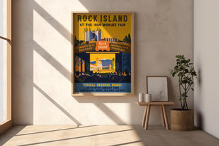 Vintage Travel Poster Print – Rock Island Railroad at 1934 World’s Fair – Bold Color Exhibition Reprint – Retro Scenic Artwork - Just Great Posters