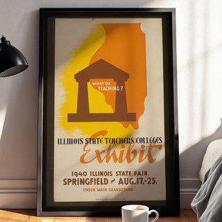 Vintage Education Poster Print – Illinois Teachers Colleges 1940 Fair Reprint – Bold WPA Style Graphic with Teaching Message - Just Great Posters