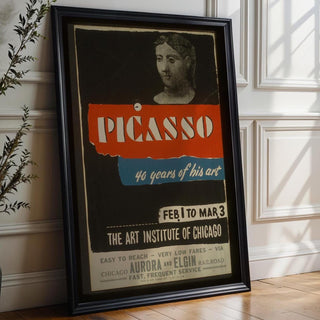 Vintage Exhibition Poster Print – Picasso 40 Years of His Art WPA Reprint – Art Institute of Chicago 1950s Modernist Design - Just Great Posters