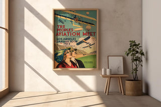 Vintage Aviation Poster Print – 1912 People’s Air Meet Reprint – Dominguez Field Planes and Balloons Show Historic Artwork - Just Great Posters