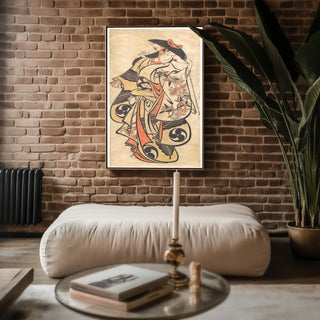 Japanese Print Reproduction – Traditional Woodblock Kimono Woman Poster – Vintage Ukiyo - e Style Reprint with Floral Detail - Just Great Posters