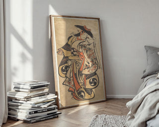 Japanese Print Reproduction – Traditional Woodblock Kimono Woman Poster – Vintage Ukiyo - e Style Reprint with Floral Detail - Just Great Posters