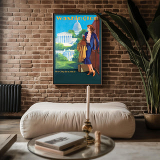 Vintage Washington DC Travel Poster Print – Soft Pink Capitol Illustration – Romantic USA Wall Art, City Beautiful Movement Style - Just Great Posters