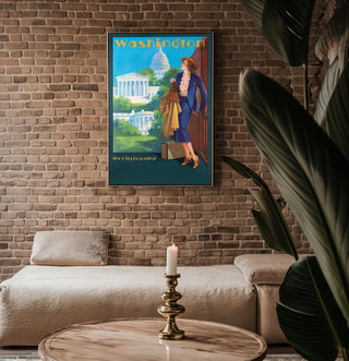Vintage Washington DC Travel Poster Print – Soft Pink Capitol Illustration – Romantic USA Wall Art, City Beautiful Movement Style - Just Great Posters