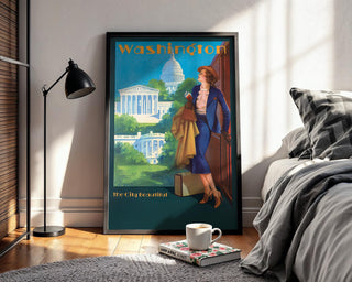 Vintage Washington DC Travel Poster Print – Soft Pink Capitol Illustration – Romantic USA Wall Art, City Beautiful Movement Style - Just Great Posters