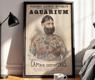 Tattooed Sideshow Legend Poster Print – Circus Art – Vintage Freak Show Wall Art, Illustrated Body Tattoo Print - Just Great Posters