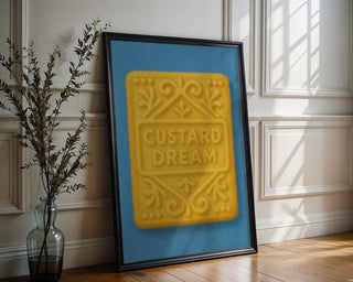 Custard Cream Biscuit Art Print – Retro Cookie Poster – British Treat Wall Art – Playful Kitchen Print – Bold Snack Illustration Gift - Just Great Posters