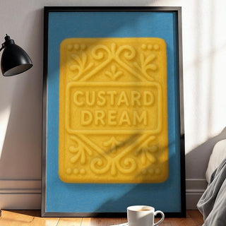 Custard Cream Biscuit Art Print – Retro Cookie Poster – British Treat Wall Art – Playful Kitchen Print – Bold Snack Illustration Gift - Just Great Posters