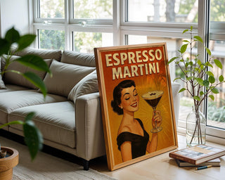 Espresso Martini Poster – Retro Cocktail Wall Art – Glam Vintage Bar Print – Bold Espresso Artwork – Chic Gift for Coffee & Cocktail Lovers - Just Great Posters
