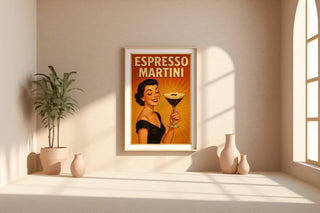 Espresso Martini Poster – Retro Cocktail Wall Art – Glam Vintage Bar Print – Bold Espresso Artwork – Chic Gift for Coffee & Cocktail Lovers - Just Great Posters