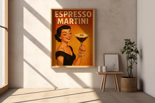 Espresso Martini Poster – Retro Cocktail Wall Art – Glam Vintage Bar Print – Bold Espresso Artwork – Chic Gift for Coffee & Cocktail Lovers - Just Great Posters