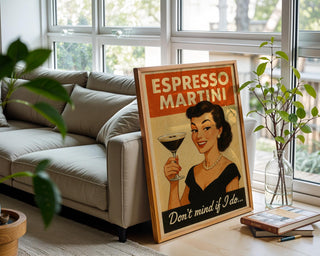 Funny Espresso Martini Poster – Retro Cocktail Wall Art – “Don’t Mind If I Do” Bar Print – Vintage Style Boozy Gift – Chic Home Bar Decor - Just Great Posters