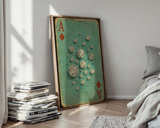 Sparkling Ace of Diamonds Art Print – Retro Playing Card Wall Art with Crystal Gems, Tiffany Style Gift for Jewellery or Card Game Lovers - Just Great Posters