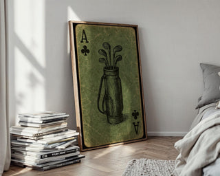 Golf Ace of Clubs Art Print – Vintage Playing Card Poster with Golf Bag Sketch, Unique Gift for Golfers, Clubhouse, or Game Room Art - Just Great Posters