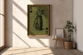 Golf Ace of Clubs Art Print – Vintage Playing Card Poster with Golf Bag Sketch, Unique Gift for Golfers, Clubhouse, or Game Room Art - Just Great Posters