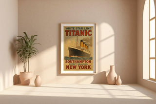Titanic White Star Line Poster – Vintage Ocean Liner Wall Art, Retro Travel Advertisement Print for Nautical or Maritime History Fans - Just Great Posters