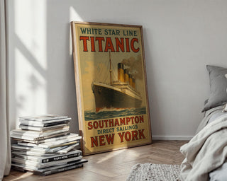 Titanic White Star Line Poster – Vintage Ocean Liner Wall Art, Retro Travel Advertisement Print for Nautical or Maritime History Fans - Just Great Posters