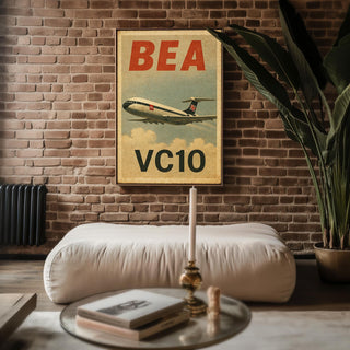 BEA VC10 British Flag Tail Poster – Vintage Jet Airliner Wall Art, Retro Air Travel Print for Aviation Enthusiasts & History Fans - Just Great Posters