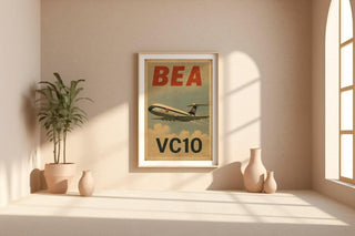 BEA VC10 British Flag Tail Poster – Vintage Jet Airliner Wall Art, Retro Air Travel Print for Aviation Enthusiasts & History Fans - Just Great Posters