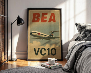 BEA VC10 British Flag Tail Poster – Vintage Jet Airliner Wall Art, Retro Air Travel Print for Aviation Enthusiasts & History Fans - Just Great Posters