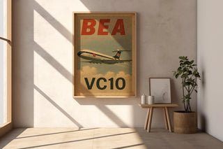BEA VC10 British Flag Tail Poster – Vintage Jet Airliner Wall Art, Retro Air Travel Print for Aviation Enthusiasts & History Fans - Just Great Posters