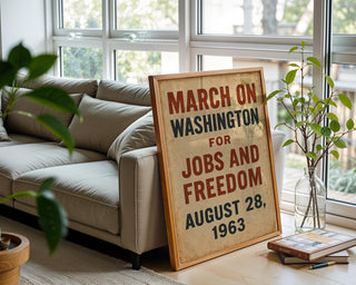 March on Washington 1963 Poster – Historic Civil Rights Wall Art, Jobs and Freedom Protest Print, Bold Vintage Typography Design - Just Great Posters