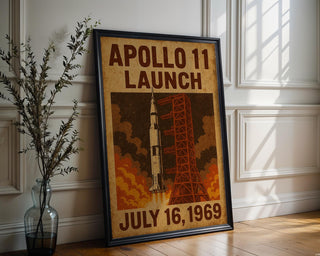 Apollo 11 Launch Poster – Vintage NASA Space Print, July 16 1969 Moon Mission Wall Art, Historic Rocket Launch Poster for Space Lovers - Just Great Posters