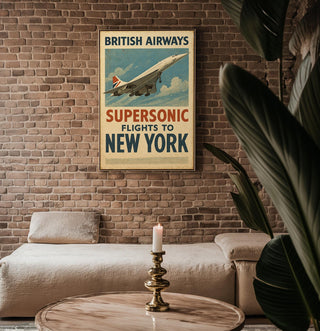 Concorde Supersonic Jet Poster – Vintage British Airways Wall Art, Retro NYC Flight Travel Print, Iconic Aviation Gift for Jet Lovers - Just Great Posters