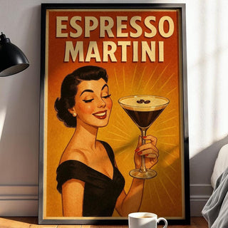 Espresso Martini Poster – Retro Cocktail Wall Art – Glam Vintage Bar Print – Bold Espresso Artwork – Chic Gift for Coffee & Cocktail Lovers - Just Great Posters