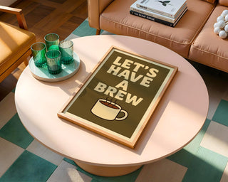Let’s Have a Brew Poster – Cozy Retro Coffee Wall Art with Bold Text and Cup Illustration, Warm Kitchen or Office Wall Vibe - Just Great Posters