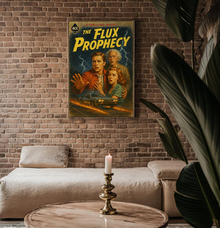 The Flux Prophecy Retro Poster – Vintage Sci - Fi Book Cover Art Print, 80s Inspired Thriller Wall Art, Cult Classic Time Travel Poster - Just Great Posters