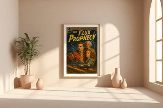 The Flux Prophecy Retro Poster – Vintage Sci - Fi Book Cover Art Print, 80s Inspired Thriller Wall Art, Cult Classic Time Travel Poster - Just Great Posters